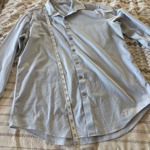 Kenneth Cole Slim Fit Dress Shirt Light Blue Check – 16.5 34/35 - Picture 6 of 6